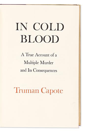 Capote, Truman (1924-1984) In Cold Blood, Signed First Edition.